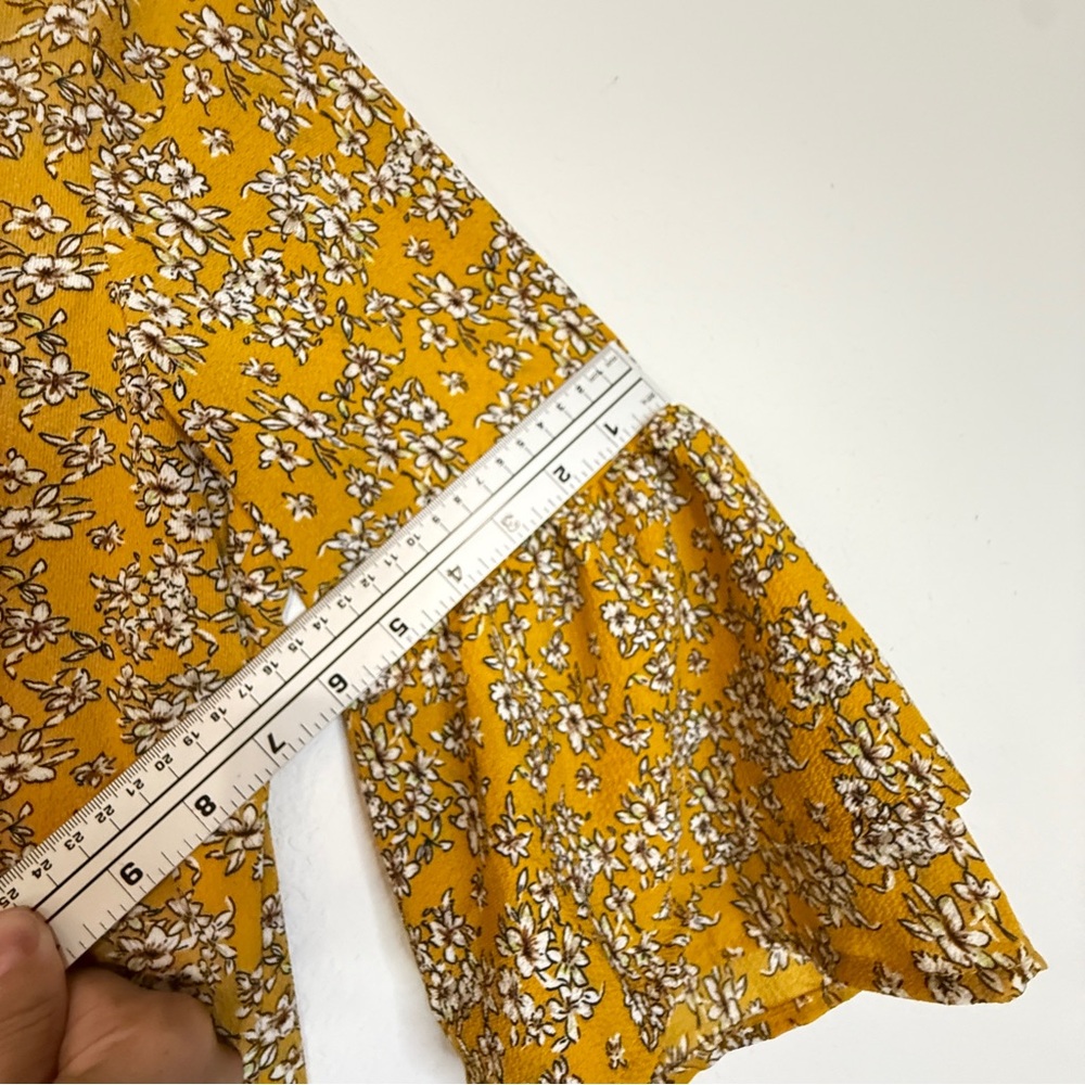 Belongsci Mustard Floral Mini Dress – Boho-Chic Sunshine Style (Size S) - Picture 12 of 16